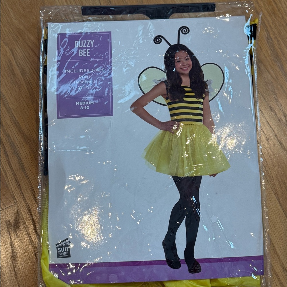 Beezy Bee Girls Halloween Costume, Dress.Headband.Wings, Sz M(8-10), Worn Once